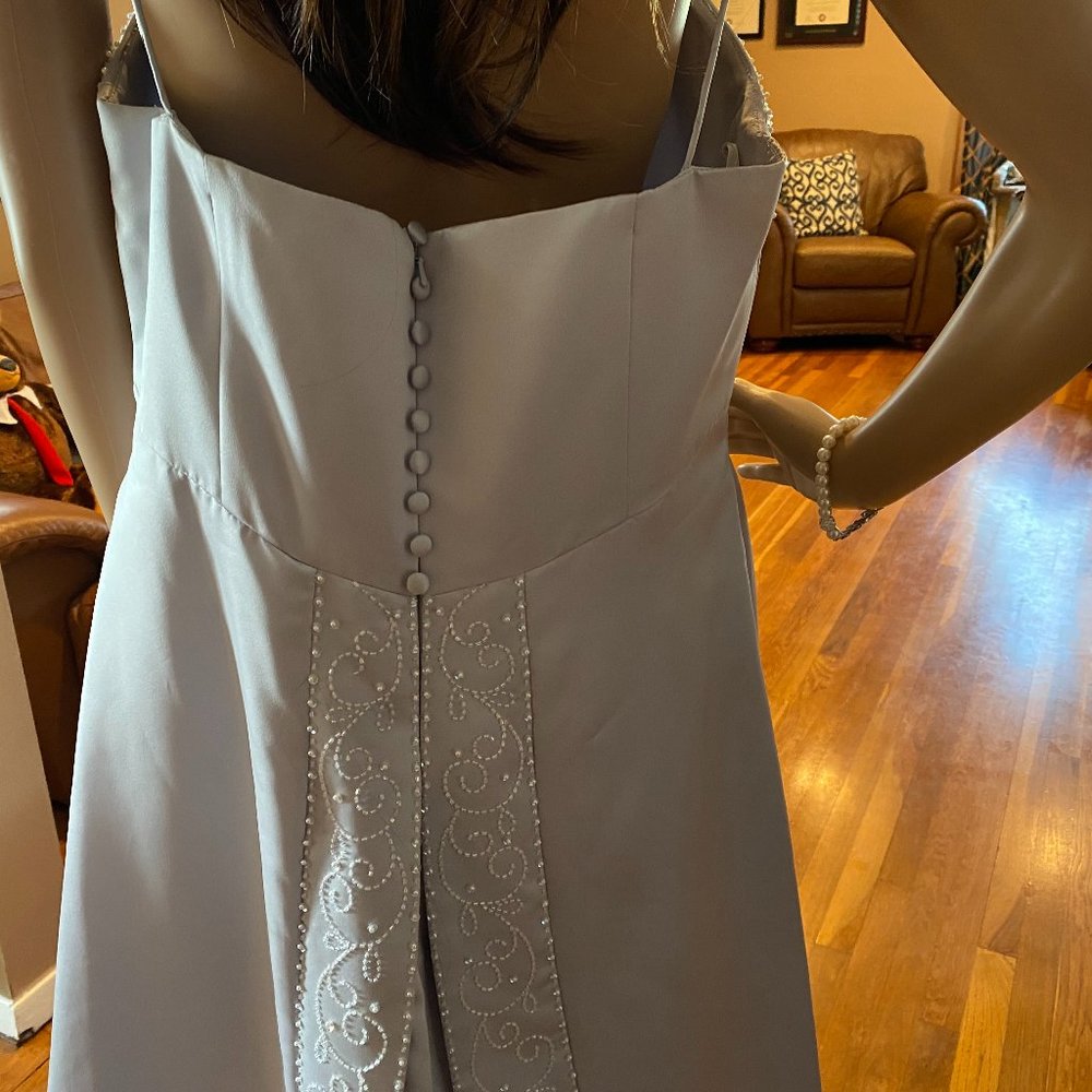 Michaelangelo Pearl Gray Formal Dress W/Beadwork Size 16 Prom Bridal Sweet 16 - Picture 8 of 11